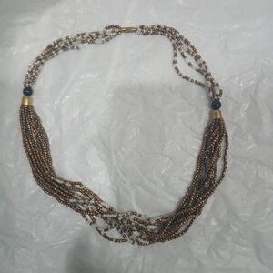 Source Unknown Multi-Strand Necklace in Brown and Gold
